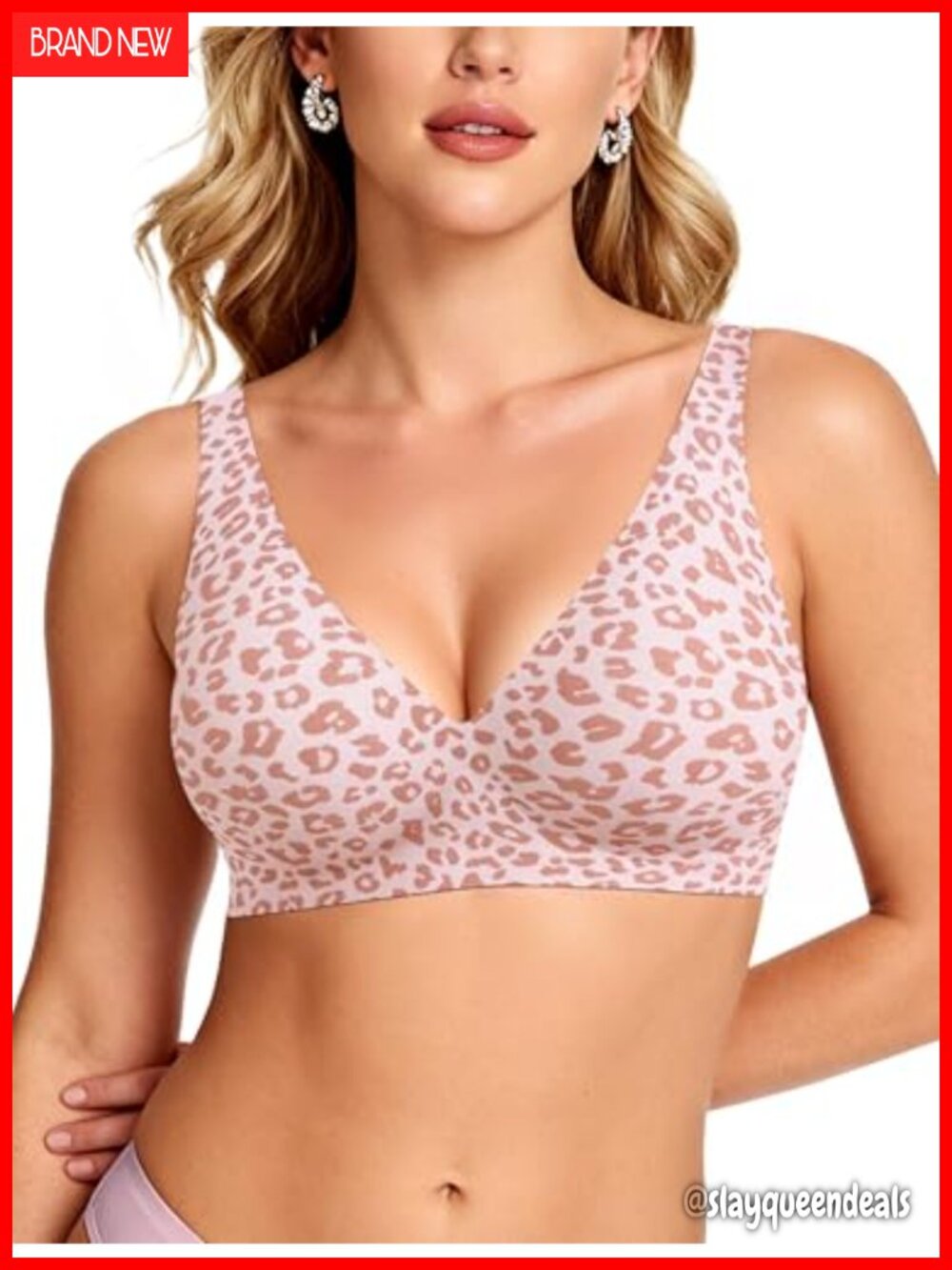 Women's Wireless Push Up Deep V Bralette Comfy Seamless T-Shirt Bra